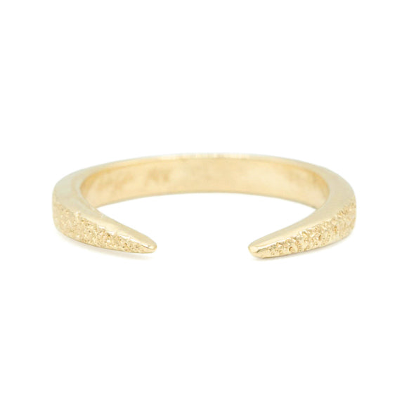 Horseshoe Band in 14k yellow gold with signature sand texture by Erin Cuff Jewelry.